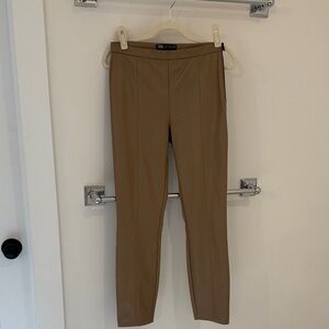 Zara Womens Tan Pleather Pants